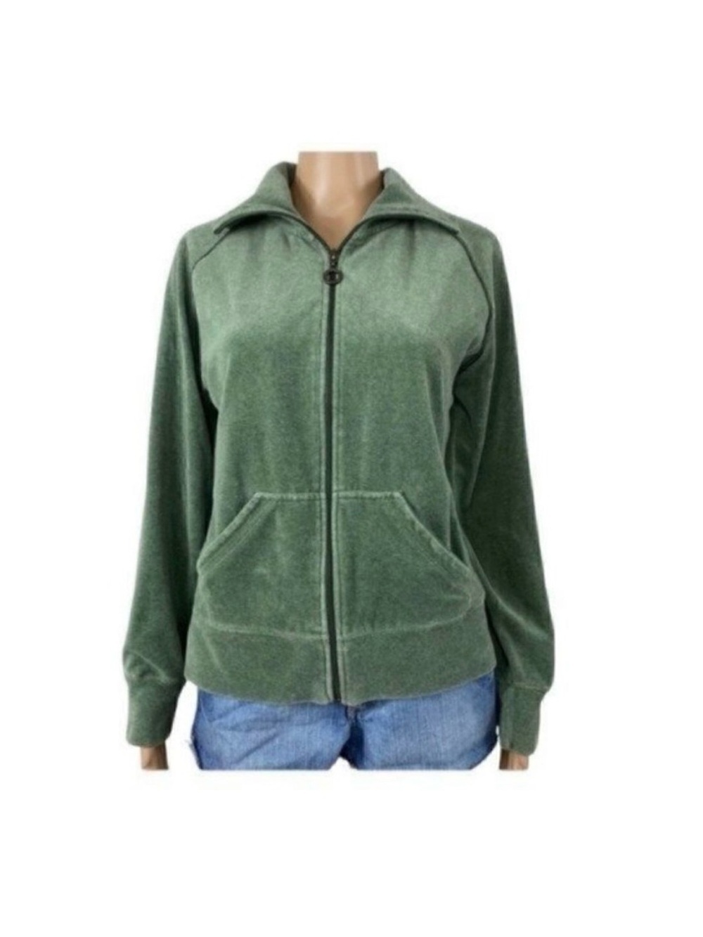 Everlast Green Heather Zip Up Sweatshirt Size Medium split kangaroo pocket